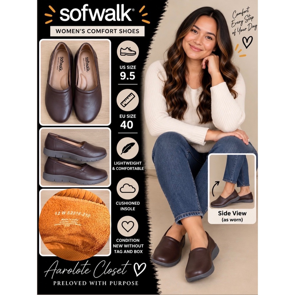 SoftWalk Meredith Sport Brown Leather Clogs Women 12 W S2316-210 Professional